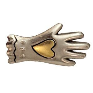Gold Tone and Silver Tone  Heart On Hand Glove Scatter Lapel Pin Tie Tack K136